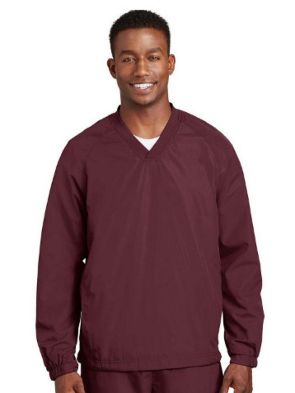 Sport-Tek V-Neck Raglan Wind Shirt. - JST72 - Maroon